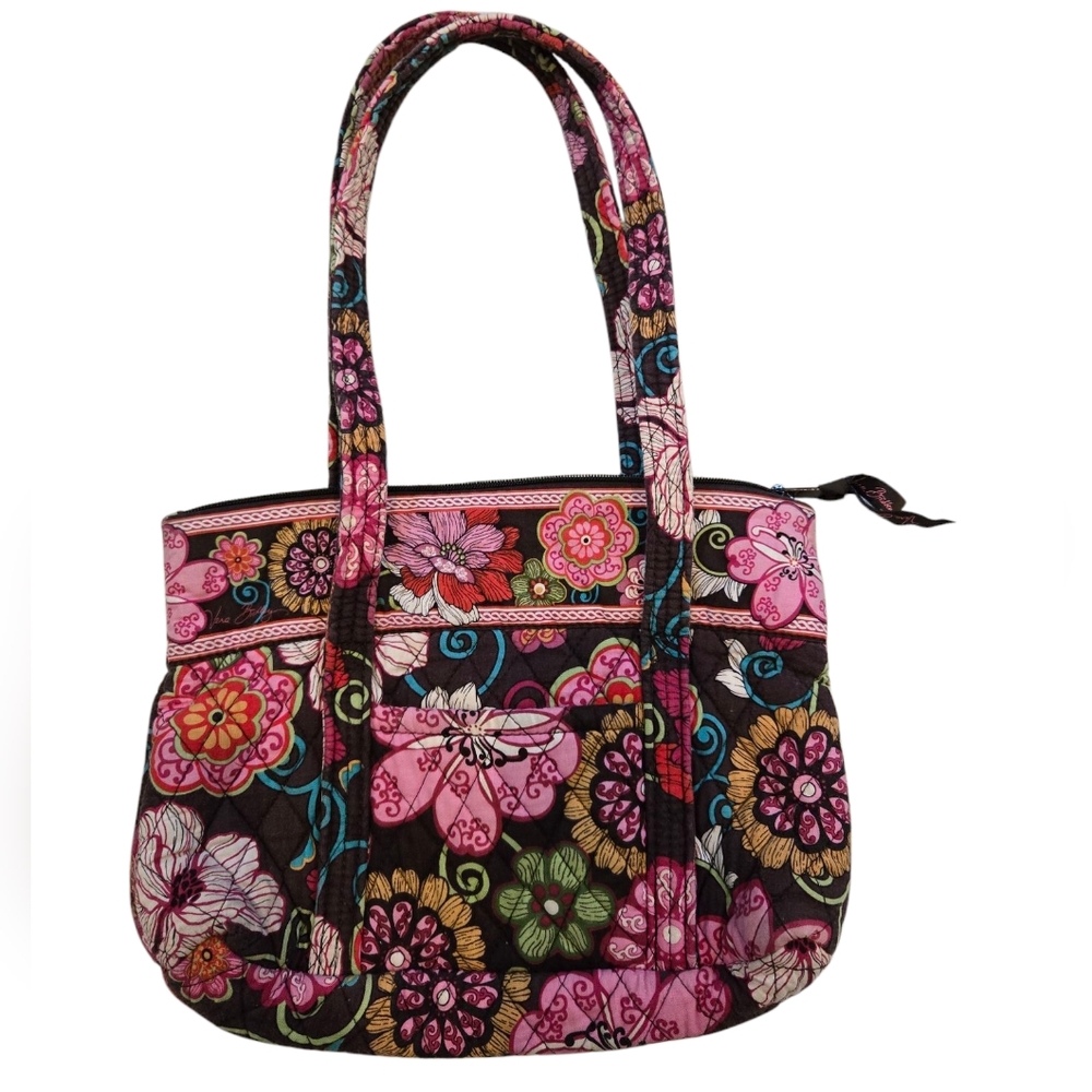 Vera Bradley Floral Pink Quilted Tote Shoulder Bag Purse